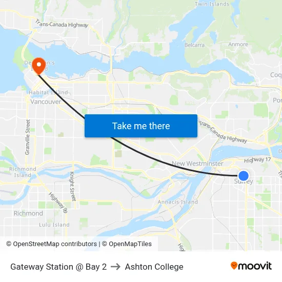Gateway Station @ Bay 2 to Ashton College map