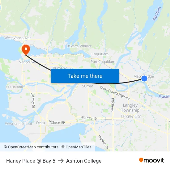 Haney Place @ Bay 5 to Ashton College map