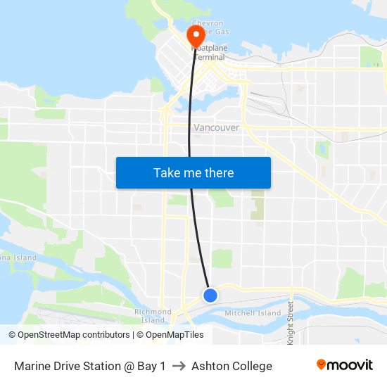 Marine Drive Station @ Bay 1 to Ashton College map