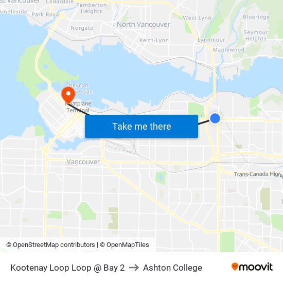 Kootenay Loop @ Bay 2 to Ashton College map