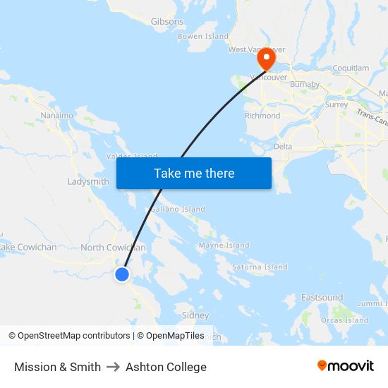 Mission & Smith to Ashton College map