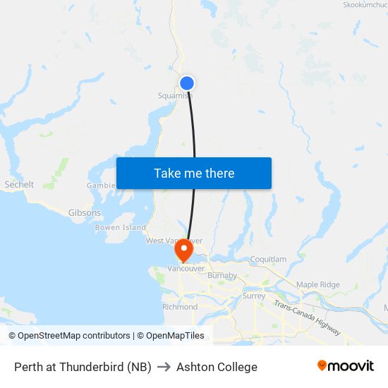 Perth at Thunderbird (NB) to Ashton College map