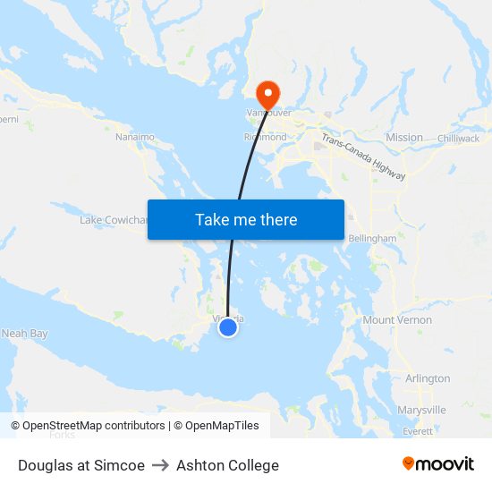 Douglas at Simcoe to Ashton College map