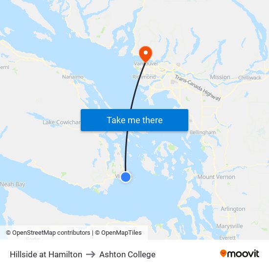 Hillside at Hamilton to Ashton College map