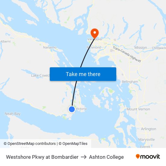 Westshore Pkwy at Bombardier to Ashton College map