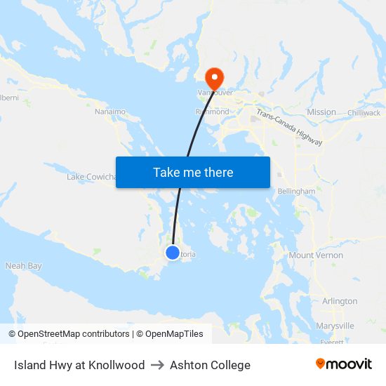 Island Hwy at Knollwood to Ashton College map