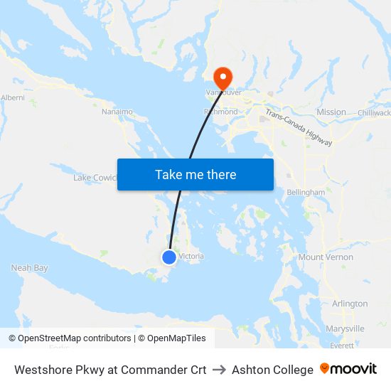 Westshore Pkwy at Commander Crt to Ashton College map