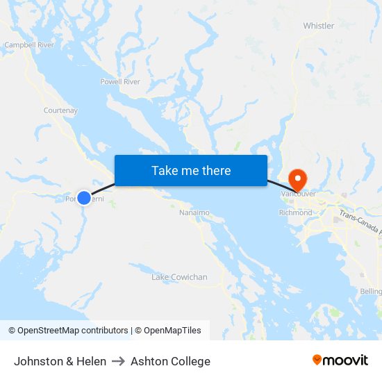 Johnston & Helen to Ashton College map