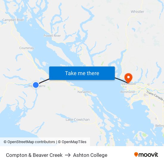 Compton &  Beaver Creek to Ashton College map