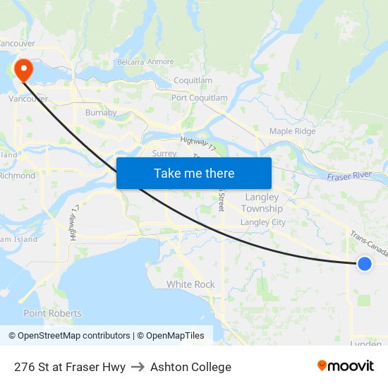 276 St at Fraser Hwy to Ashton College map