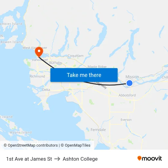 1st Ave at James St to Ashton College map