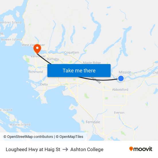 Lougheed Hwy at Haig St to Ashton College map