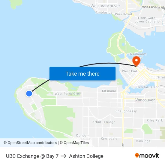 UBC Exchange @ Bay 7 to Ashton College map