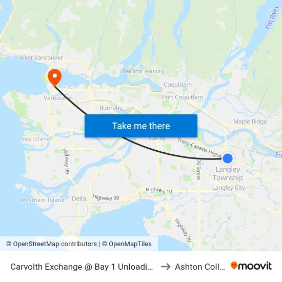 Carvolth Exchange @ Bay 1 Unloading Only to Ashton College map