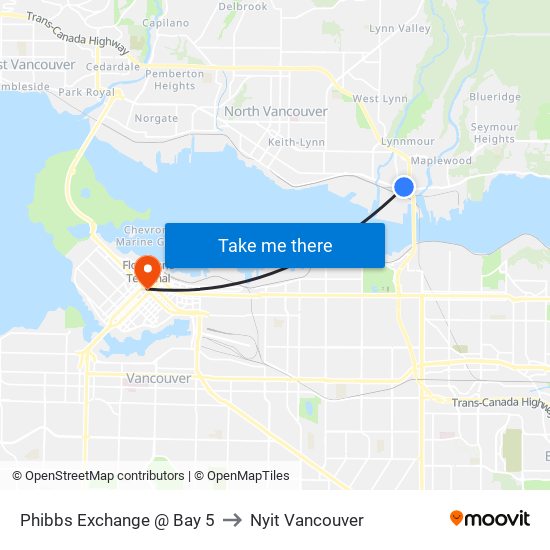 Phibbs Exchange @ Bay 5 to Nyit Vancouver map