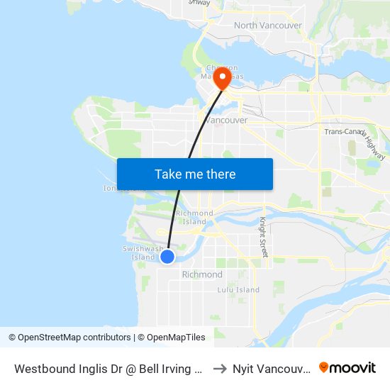 Westbound Inglis Dr @ Bell Irving Rd to Nyit Vancouver map