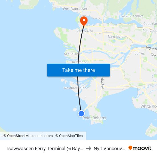 Tsawwassen Ferry Terminal @ Bay 2 to Nyit Vancouver map