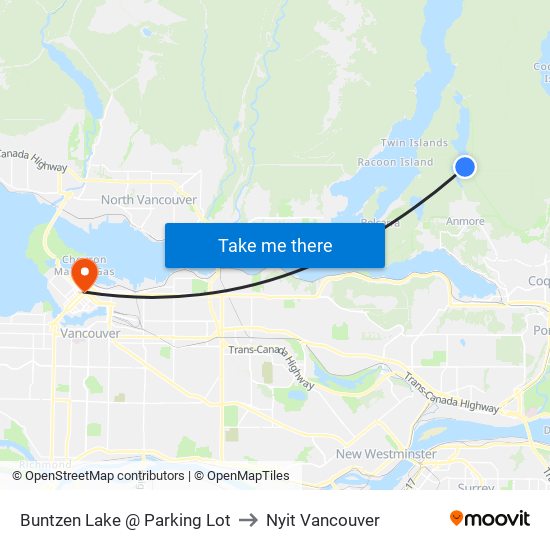 Buntzen Lake @ Parking Lot to Nyit Vancouver map