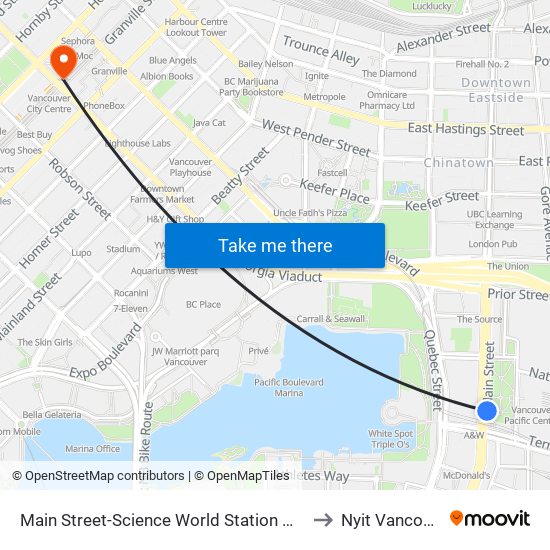 Main Street-Science World Station @ Bay 2 to Nyit Vancouver map