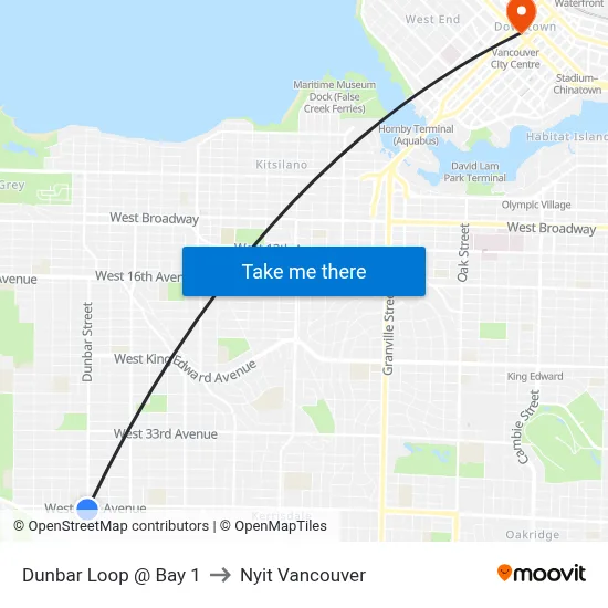 Dunbar Loop @ Bay 1 to Nyit Vancouver map