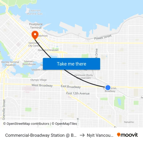 Commercial-Broadway Station @ Bay 2 to Nyit Vancouver map