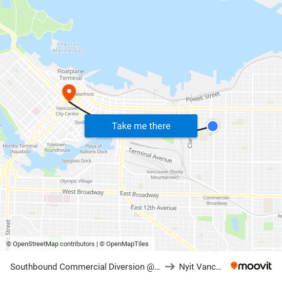 Southbound Commercial Diversion @ Adanac St to Nyit Vancouver map