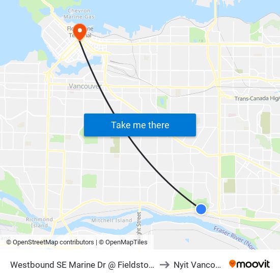 Westbound SE Marine Dr @ Fieldstone Ave to Nyit Vancouver map
