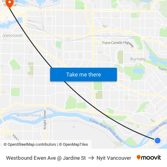 Westbound Ewen Ave @ Jardine St to Nyit Vancouver map