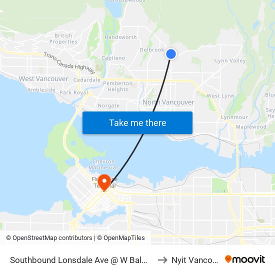 Southbound Lonsdale Ave @ W Balmoral Rd to Nyit Vancouver map