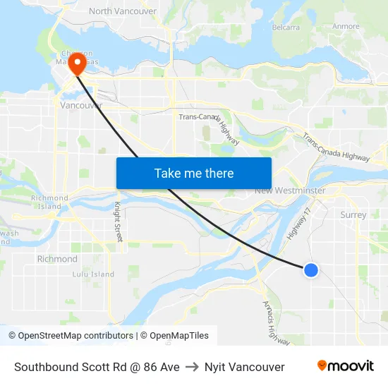 Southbound Scott Rd @ 86 Ave to Nyit Vancouver map