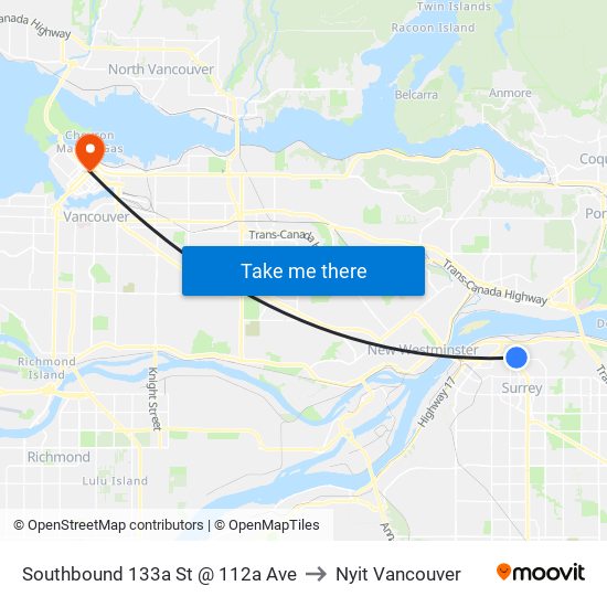 Southbound 133a St @ 112a Ave to Nyit Vancouver map