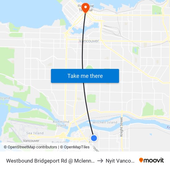 Westbound Bridgeport Rd @ Mclennan Ave to Nyit Vancouver map