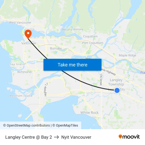 Langley Centre @ Bay 2 to Nyit Vancouver map