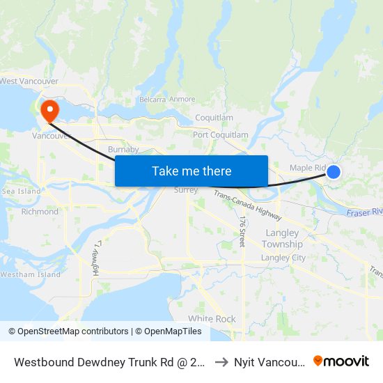 Westbound Dewdney Trunk Rd @ 240 St to Nyit Vancouver map