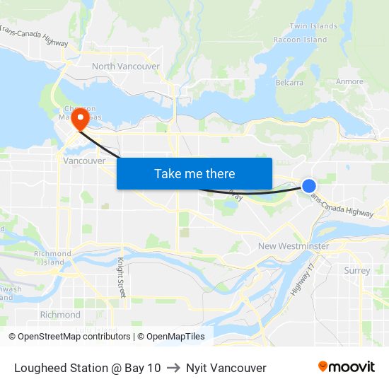 Lougheed Station @ Bay 10 to Nyit Vancouver map
