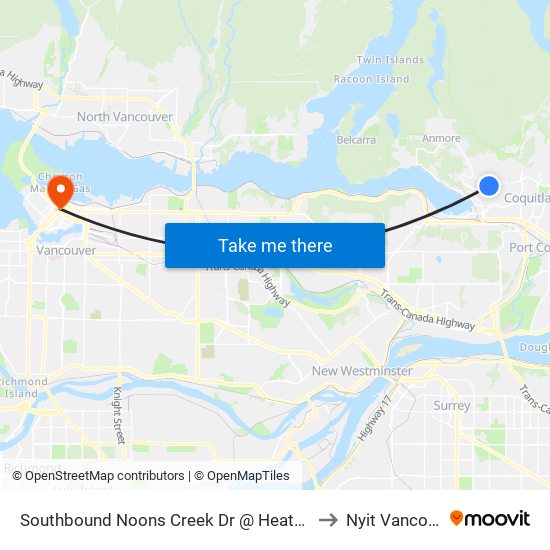 Southbound Noons Creek Dr @ Heather Place to Nyit Vancouver map