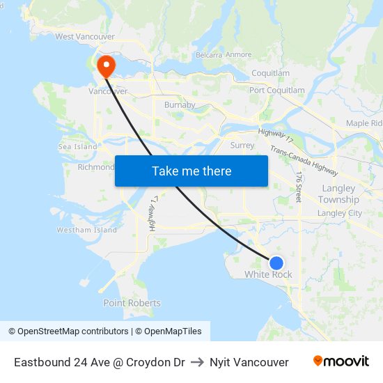 Eastbound 24 Ave @ Croydon Dr to Nyit Vancouver map