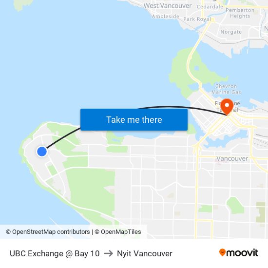 UBC Exchange @ Bay 10 to Nyit Vancouver map