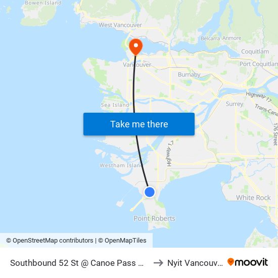 Southbound 52 St @ Canoe Pass Way to Nyit Vancouver map