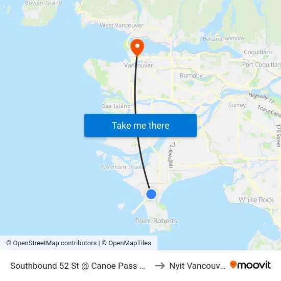 Southbound 52 St @ Canoe Pass Way to Nyit Vancouver map