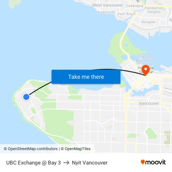 UBC Exchange @ Bay 3 to Nyit Vancouver map