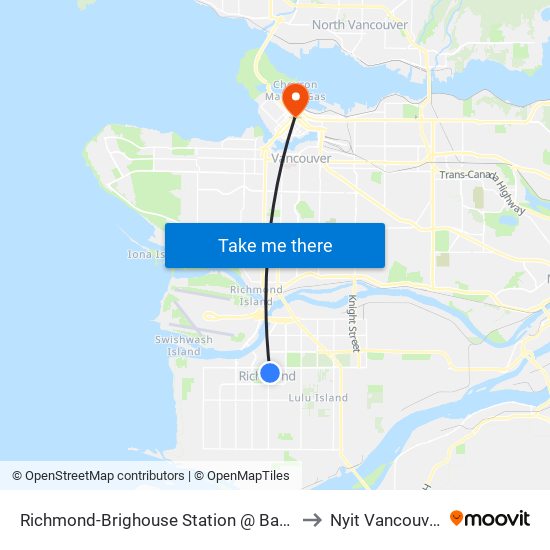 Richmond-Brighouse Station @ Bay 2 to Nyit Vancouver map