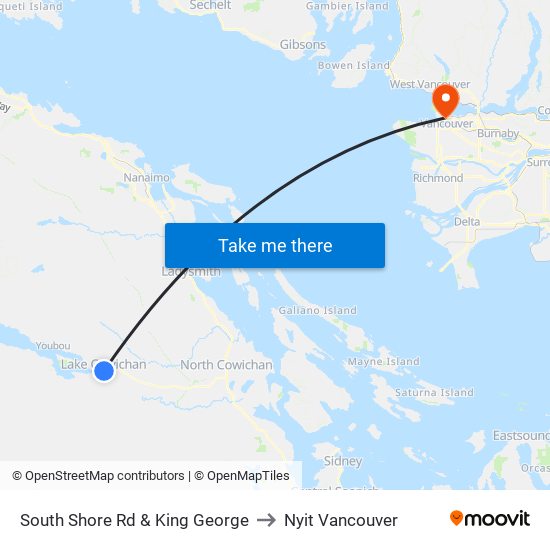 South Shore Rd & King George to Nyit Vancouver map