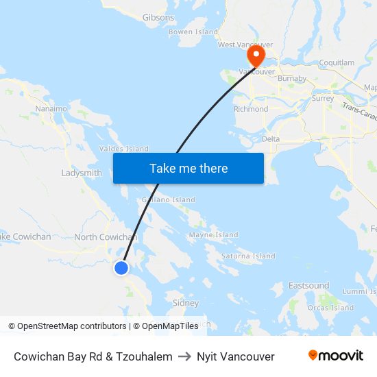 Cowichan Bay Rd & Tzouhalem to Nyit Vancouver map