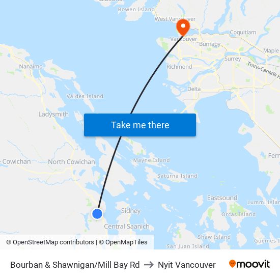 Bourban & Shawnigan/Mill Bay Rd to Nyit Vancouver map