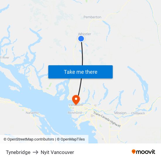 Tynebridge to Nyit Vancouver map