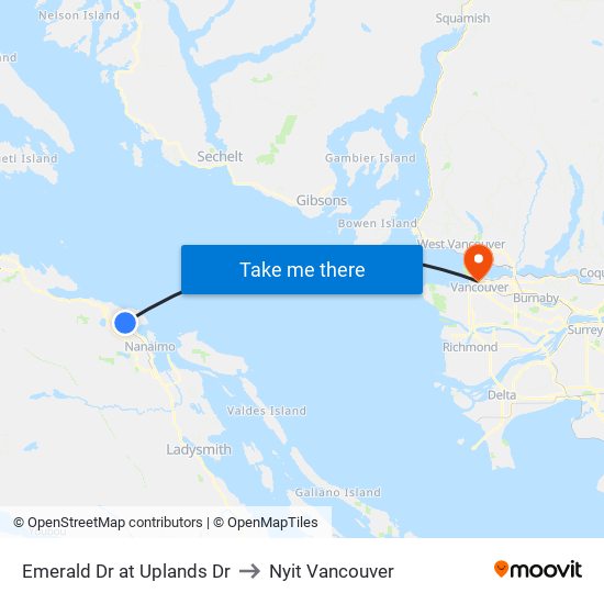 Emerald Dr at Uplands Dr to Nyit Vancouver map