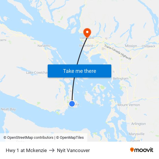 Hwy 1 at Mckenzie to Nyit Vancouver map