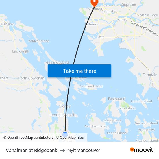 Vanalman at Ridgebank to Nyit Vancouver map