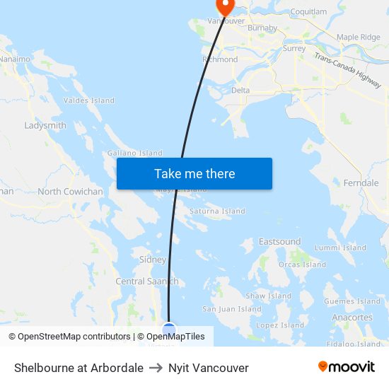 Shelbourne at Arbordale to Nyit Vancouver map